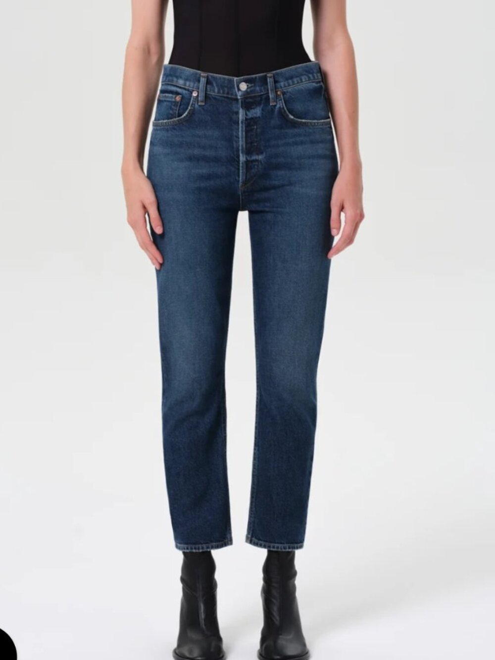 NWT Agolde Riley Women's Indigo Cropped High Rise Straight Jeans S31